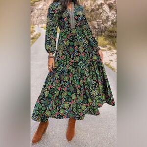 RUSTTYDUSTTY Elegant Floral Long Sleeve Dress SIZE S